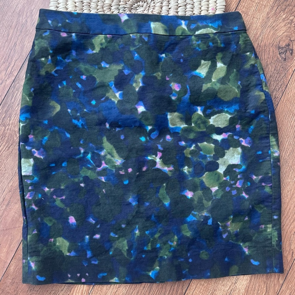 J. Crew Pencil Skirt in Garden Shade Flora Multicolored Floral